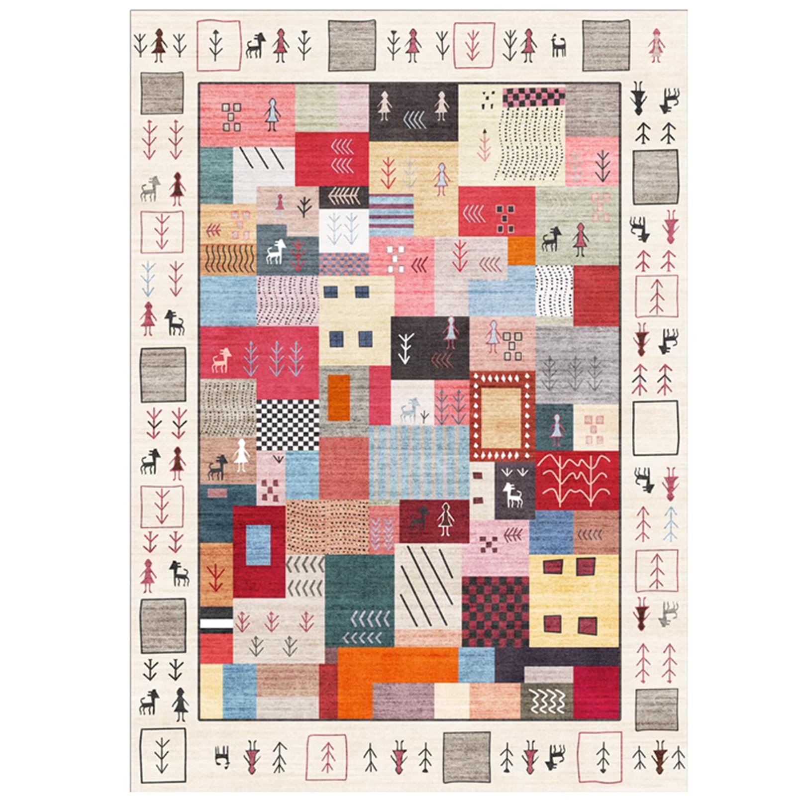 Tapis de salon marocain 140x200cm multicolore et rustique