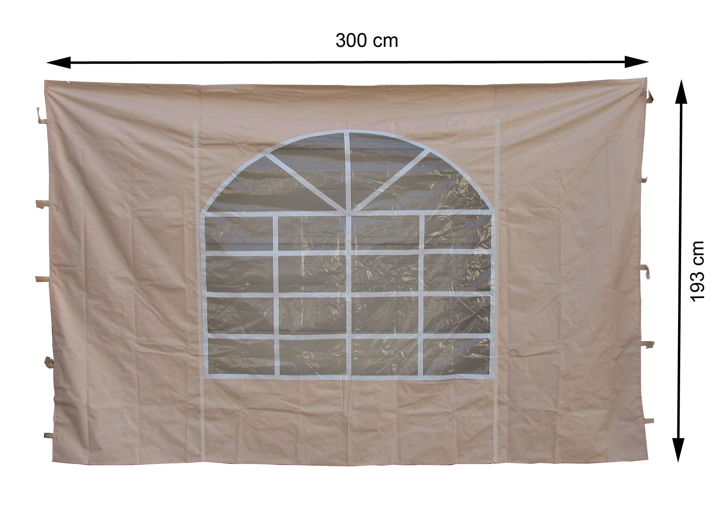 2 Pannelli Laterali Per Gazebo 3x4m - Con Finestra In PE, Colore Sabbia, 300x193cm E 400x193cm - Foto 14