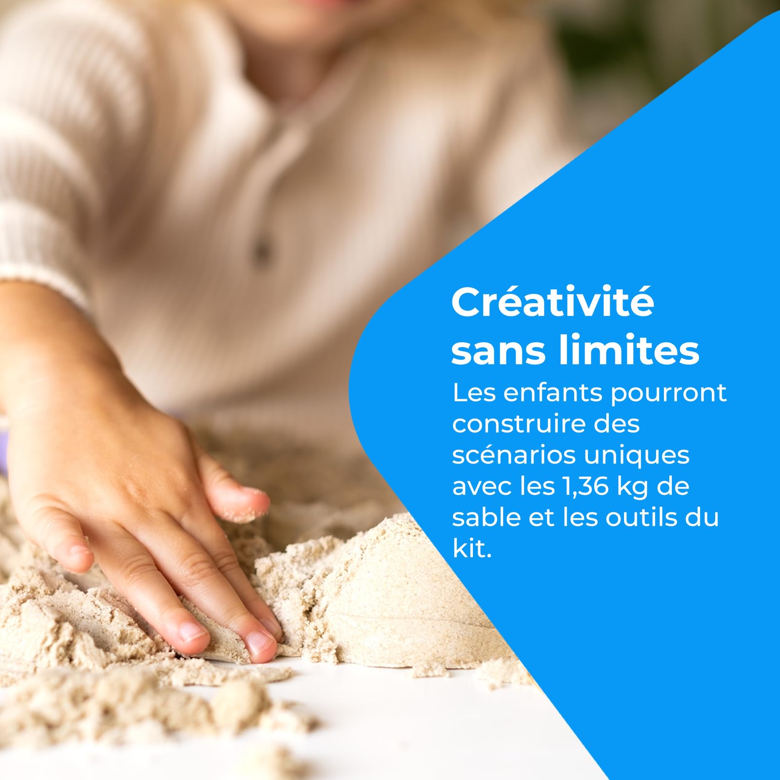 NK Jeu Sable Magique pour Enfants 2 3 4 5 6 Ans - Set de Construction pour Enfants avec 1.36kg Sable 2 couleurs et Bac à Sable de 40x40cm, Jouet Cadeau Original pour Noël et Anniversaire (48 pièces)