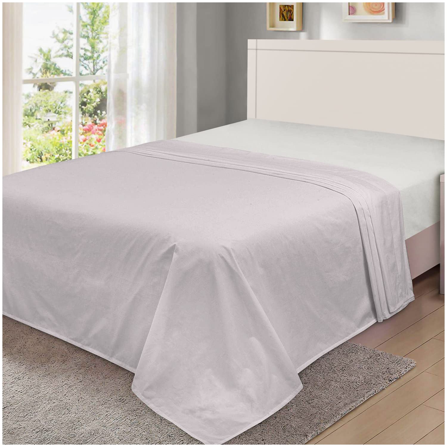 GC GAVENO CAVAILIA Luxury Polycotton Fitted, Easy Care Flat Sheets, Soft & Cosy Bedsheet OR Pillowcases, Linen, Grey, Double
