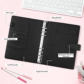 A5 Kpop Photocard Binder with 30 Pack 4-Pocket Card Pages, 6 Ring A5 Binder Card Collector Album with 240 Card Slots,PU Leather Binder Cover with Magnetic Buckle Closure for Organizing Trading Card