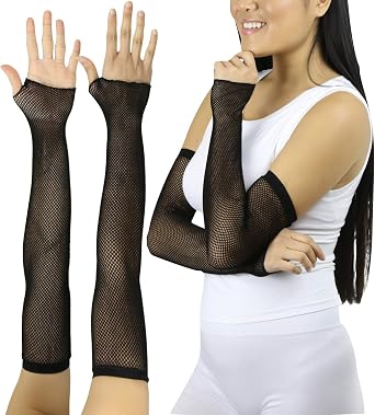 ToBeInStyle Womens Long Arm Length Fishnet Fingerless Novelty Gloves