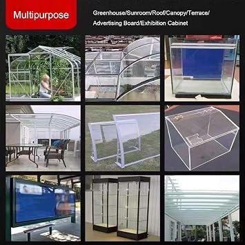 Polycarbonate Sheets,Clear Acrylic Plastic Safety Sheet,Roof Panel,PC Endurance Board,UV Protection,for Windows Shed,Photo Frame,Painting,Display Projects,Glass Replacement (20x40cm(7.9x15.7in),4mm)