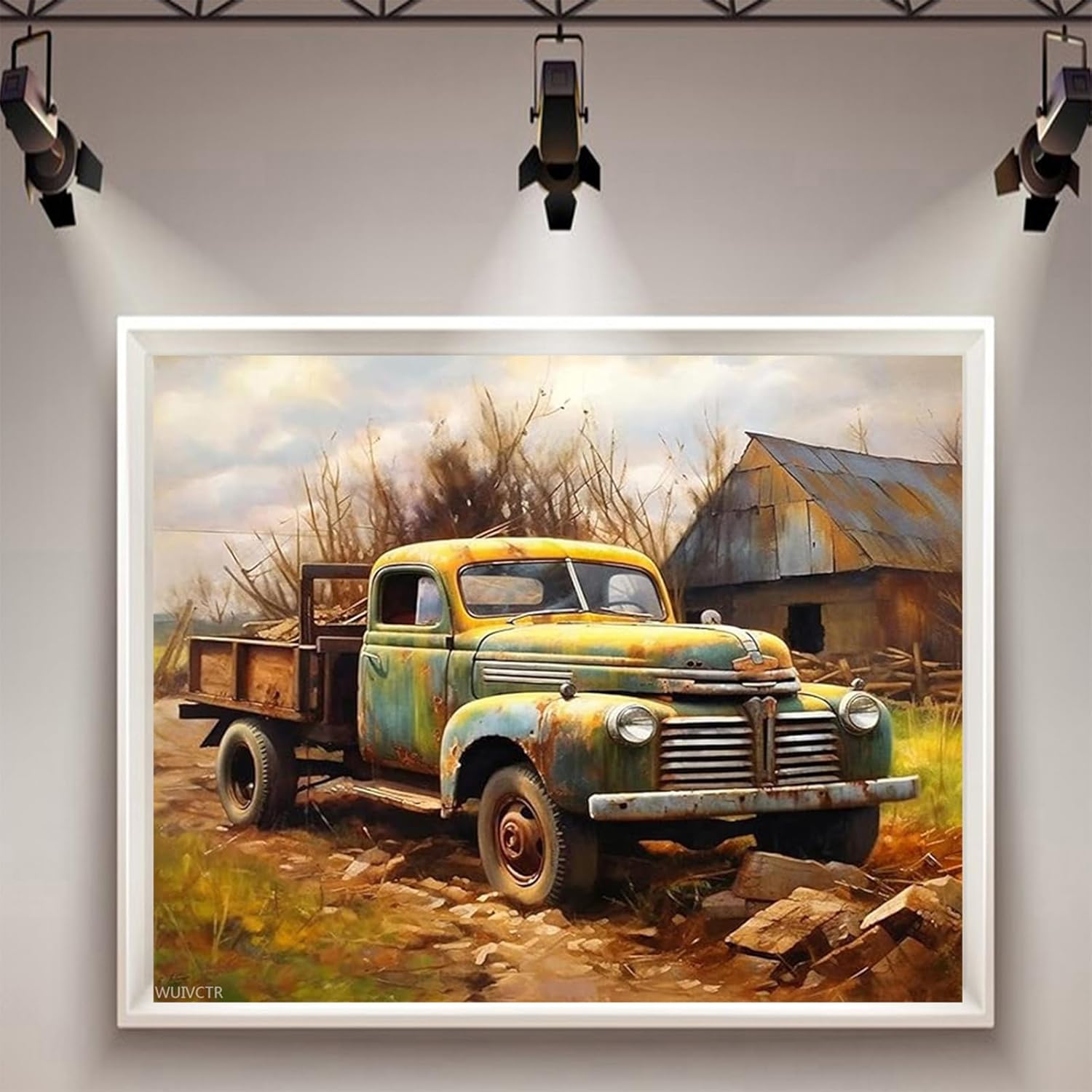 WUIVCTR DIY Paint by Numbers for Adults Retro Car Trucks Pickup Classic Cars with Brushes and Acrylic Pigment DIY Canvas Painting for Adults Beginner 16x20inch