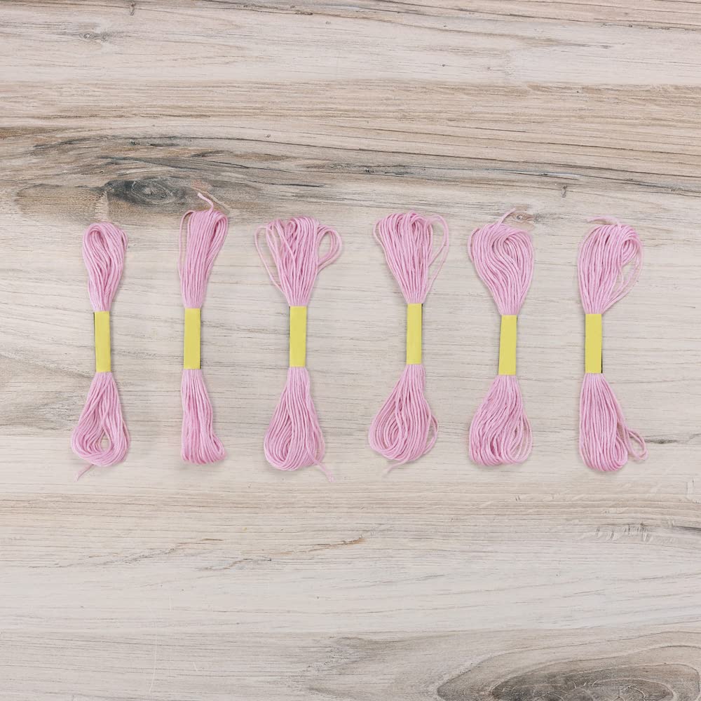 Embroidery Floss Pack – 6 Skeins, 8.7 Yards Each – Light Pink Embroidery Floss for Needlework, DIY Bracelets, Crafting, Weaving