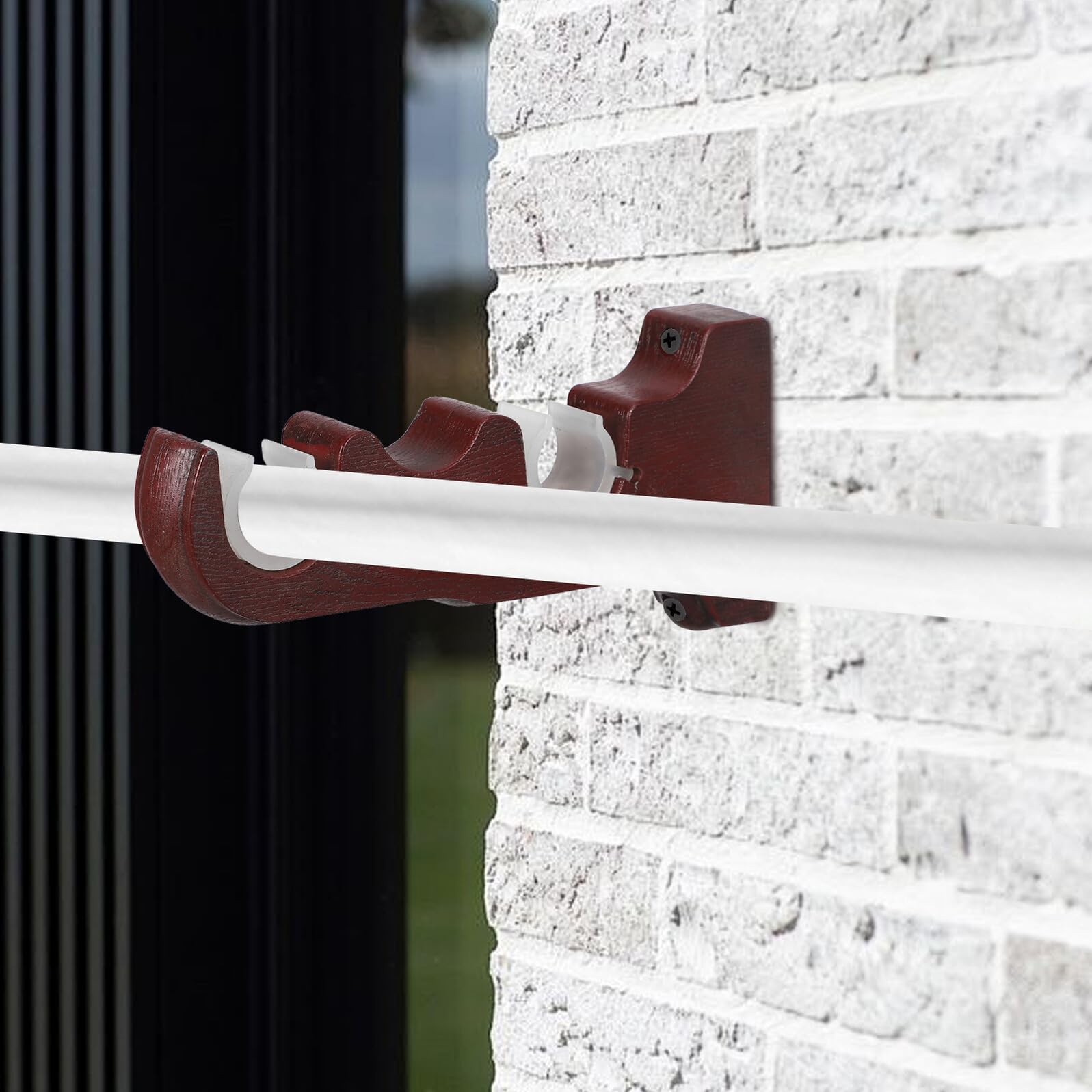 Ciieeo Supporti per Aste per Tende da Parete in Resina e Plastica Staffe Doppie per Bastoni per Tende 2 Pezzi per Soggiorno Cucina e Bagno Montaggio Semplice e Resistente
