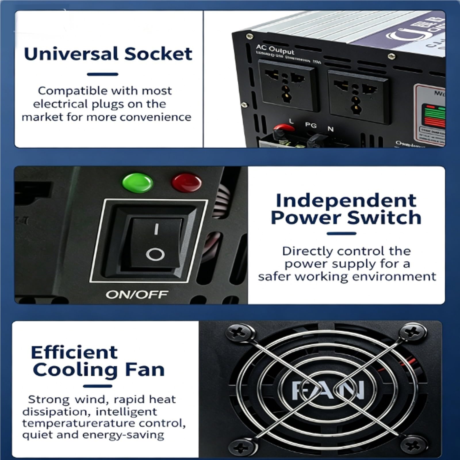 Inversor de Alta Eficiencia Onda Sinusoidal Pura 3000W-8000W | Para Autocaravana Solar y Hogar(5000W,24V to110V)