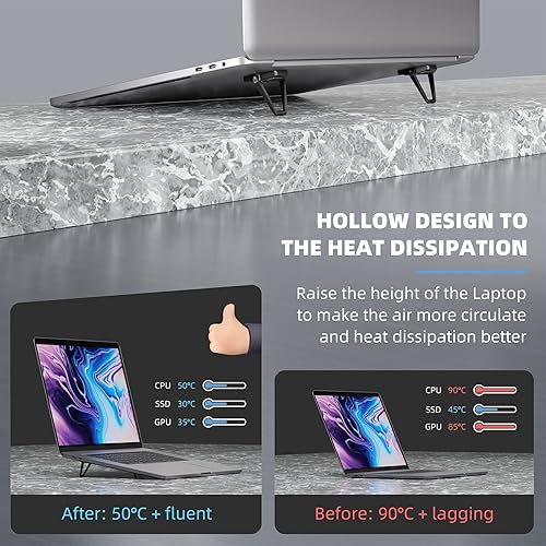 Miniatura 3 de Soporte para computadora portátil para escritorio, elevador de teclado antideslizante portátil, soportes de teclado de aleación de zinc, soporte de