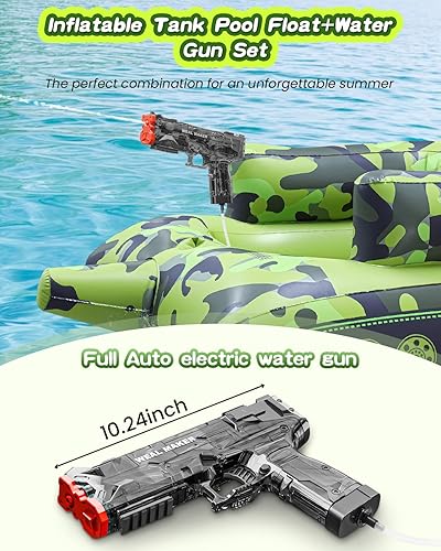 Miniatura 2 de Automatic Electric Water Gun with Pool Floats,Funny Inflatable Tank Pool Floaties for Pool Party,with Powerful Squirt Guns