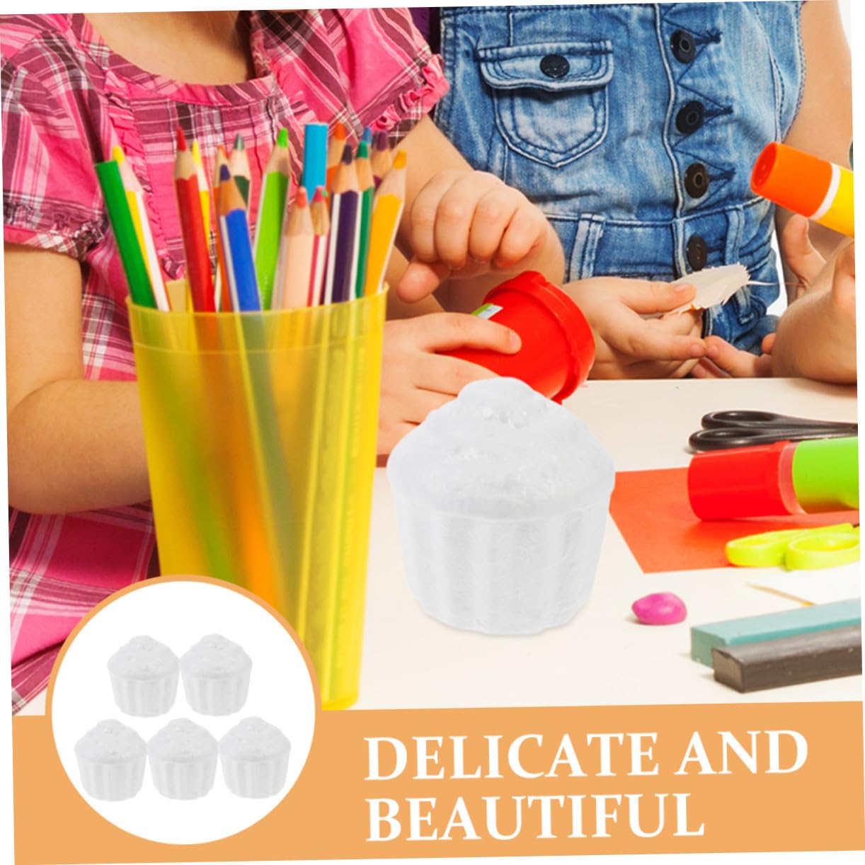 Operitacx Lot De 5 Modèles De Cupcakes en Mousse Blanche 7,8 Cm pour DIY Décoration Gâteau, Accessoires Réutilisables pour Garçon Et Filles Créatifs Et Entraînement Pâtisserie Fête Mariage
