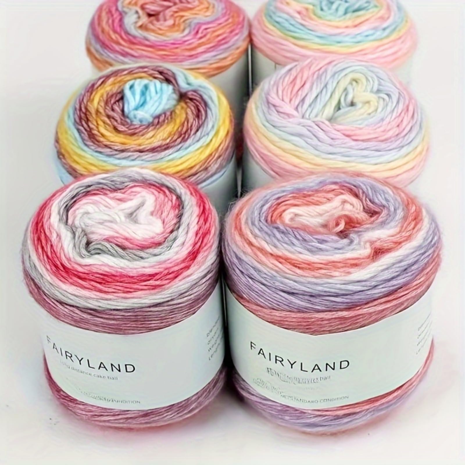 Yarn for Crocheting-Gradient Cake Yarn- 60% Cotton 30% Acrylic 10% Wool-Ombre Multicolor Soft Rainbow Cotton Crochet Yarn for Scarves, Shawls, Blankets and Garments-2pcs-1156