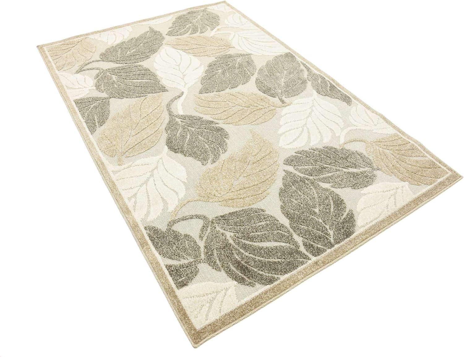 Unique Loom Outdoor Botanical Collection Area Rug - Augusta (4' 1" x 6' 1" Rectangle, Beige/ Ivory)
