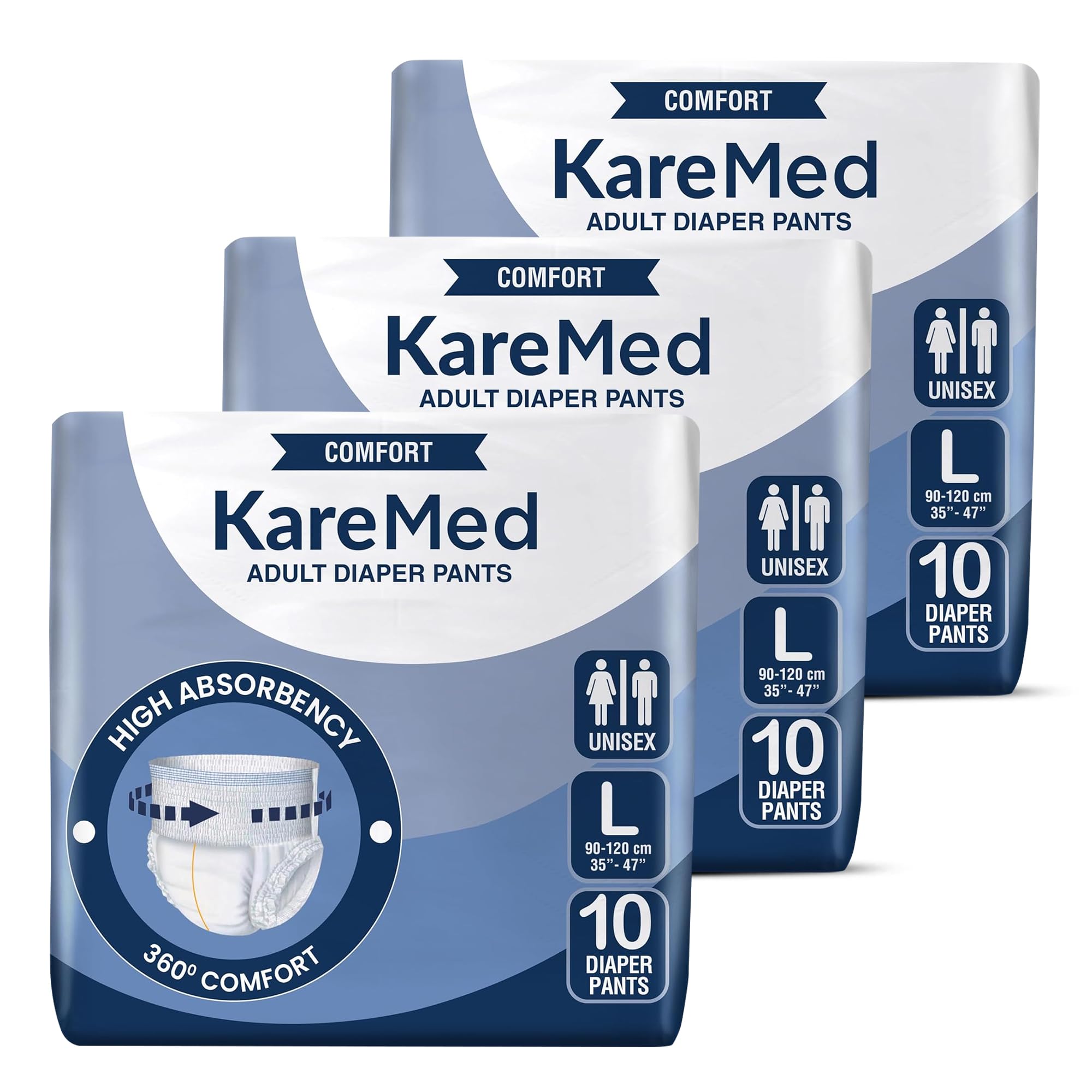 See full amazon price history chart for KareMed Comfort Adult Diaper Pants, Large 90-120 Cm (35"- 47"), Unisex, Leakproof, Elastic Waist, Wetness Indicator, Pack of 3, 30 Count KareMed Comfort Adult Diaper Pants, Large 90-120 Cm (35"- 47"), Unisex, Leakproof, Elastic Waist, Wetness Indicator, Pack of 3, 30 Count (B0DCBPZ1XD) Amazon Price History, Amazon Price Tracker