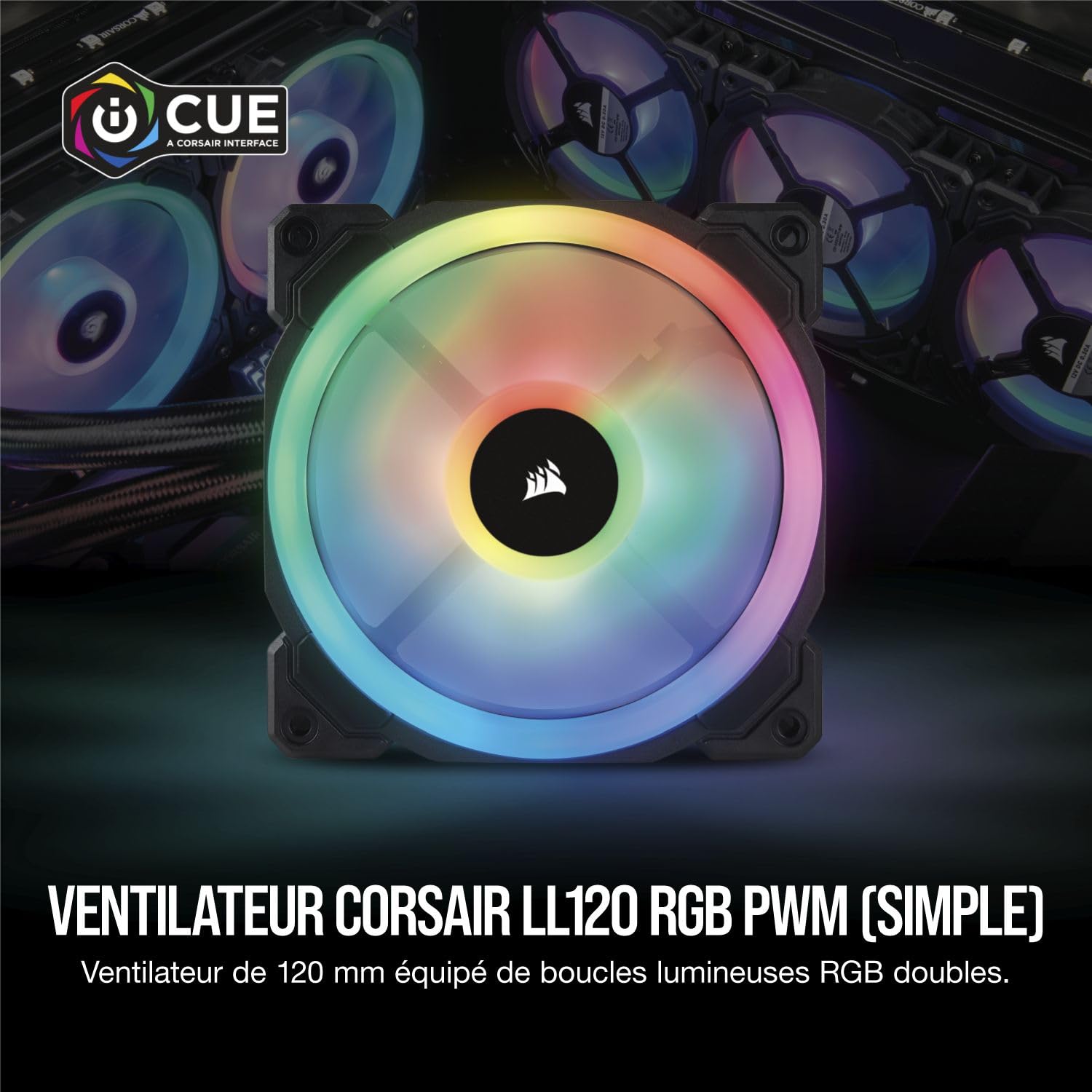 Corsair LL120 RGB, Ventilateur de Boitier Dual Light Loop RGB LED PWM 120mm (Single Pack)