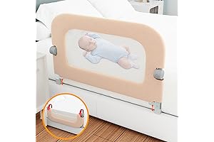 Baby Bedside Rail, 32" Bed Rail Guard for Toddlers, Adjustable Height, Foldable...