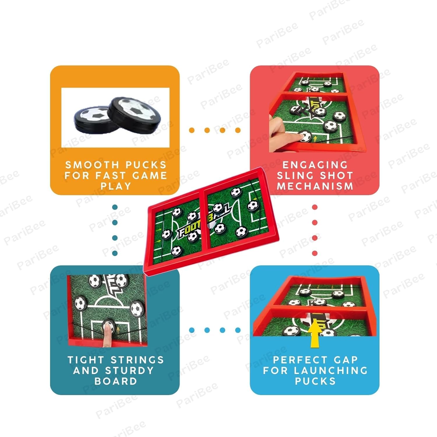 WAKTORO String Game Football | Table Board Game | Fastest Fingers First Fast Sling Puck Board Game for Kids & Adults | Toys for Boys & Girls, Table Football