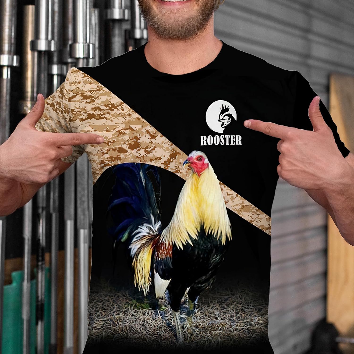 Rooster T-Shirt for Men Funny Chicken 3D Printed Vintage Crew Neck Short Sleeve Shirts