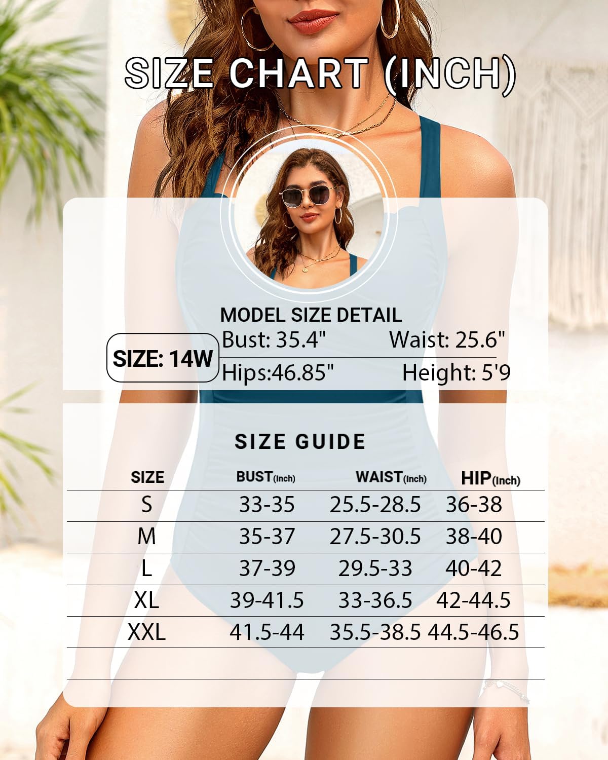 Daci Teal One Piece Swimsuit for Women - Tummy Control Bathing Suit with Scalloped Square Neck Retro Swimwear 2026 S - Image 7