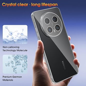 Case for Honor Magic 8 Pro 5G Protection, Clear Phone Case for Honor Magic8 Pro, Bumper Slim Fit Shockproof Flexible TPU Case, Transparent