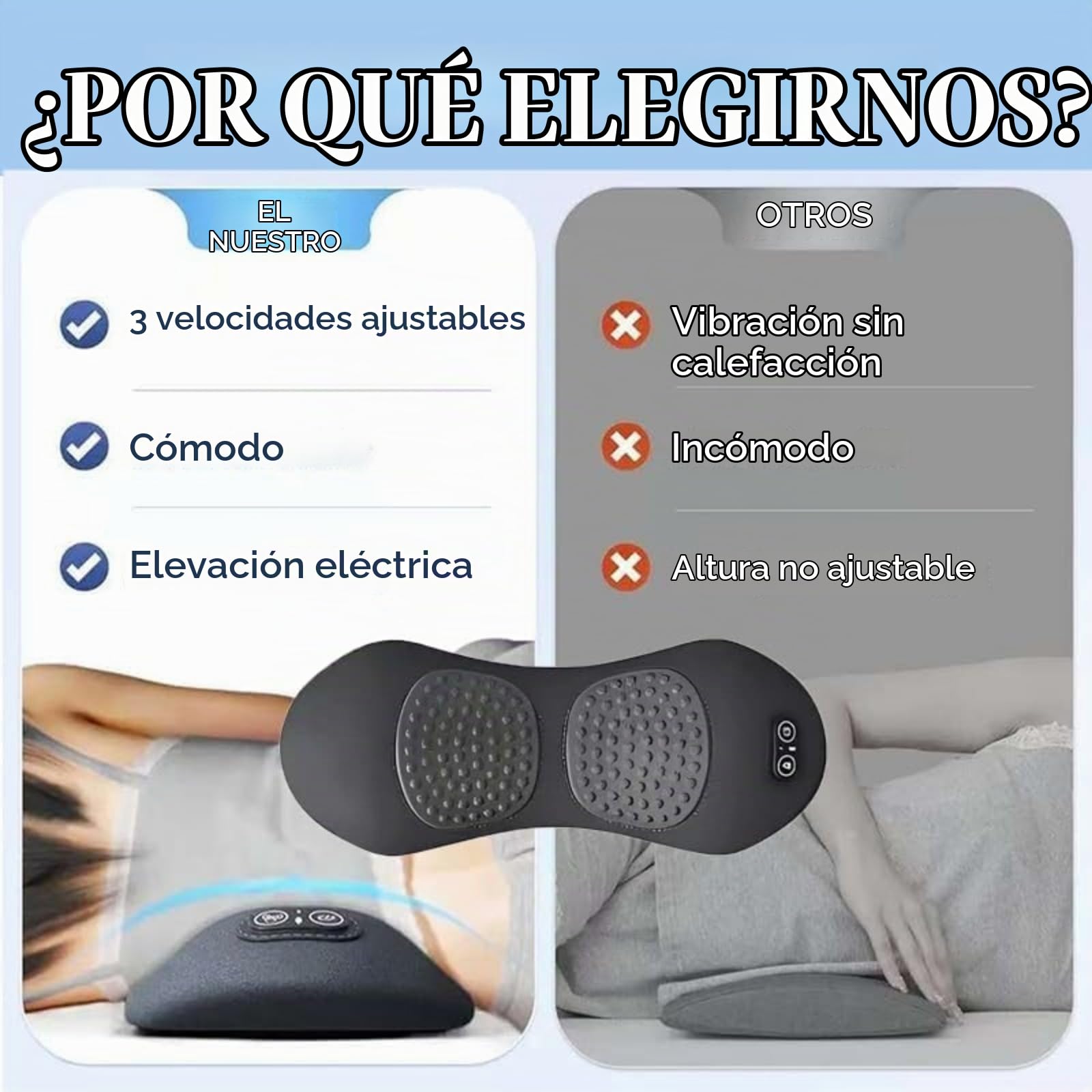 Masajeador De Ciática Eléctrica 3 En 1,Con Levantamiento De Tracción, Masaje De Vibración Y Compresa De Calor,For Cuello, Hombros Y Espalda