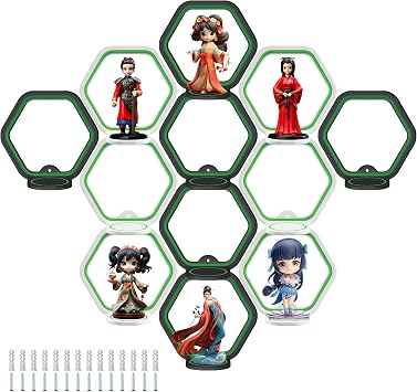 LRANFOW 12 Wall Display Shelves for Funko Pop Anime Figure, Display Ledges with Glow in The Dark Strips, Collector Shelves for Action Figures, Game Room, Mini Collectibles