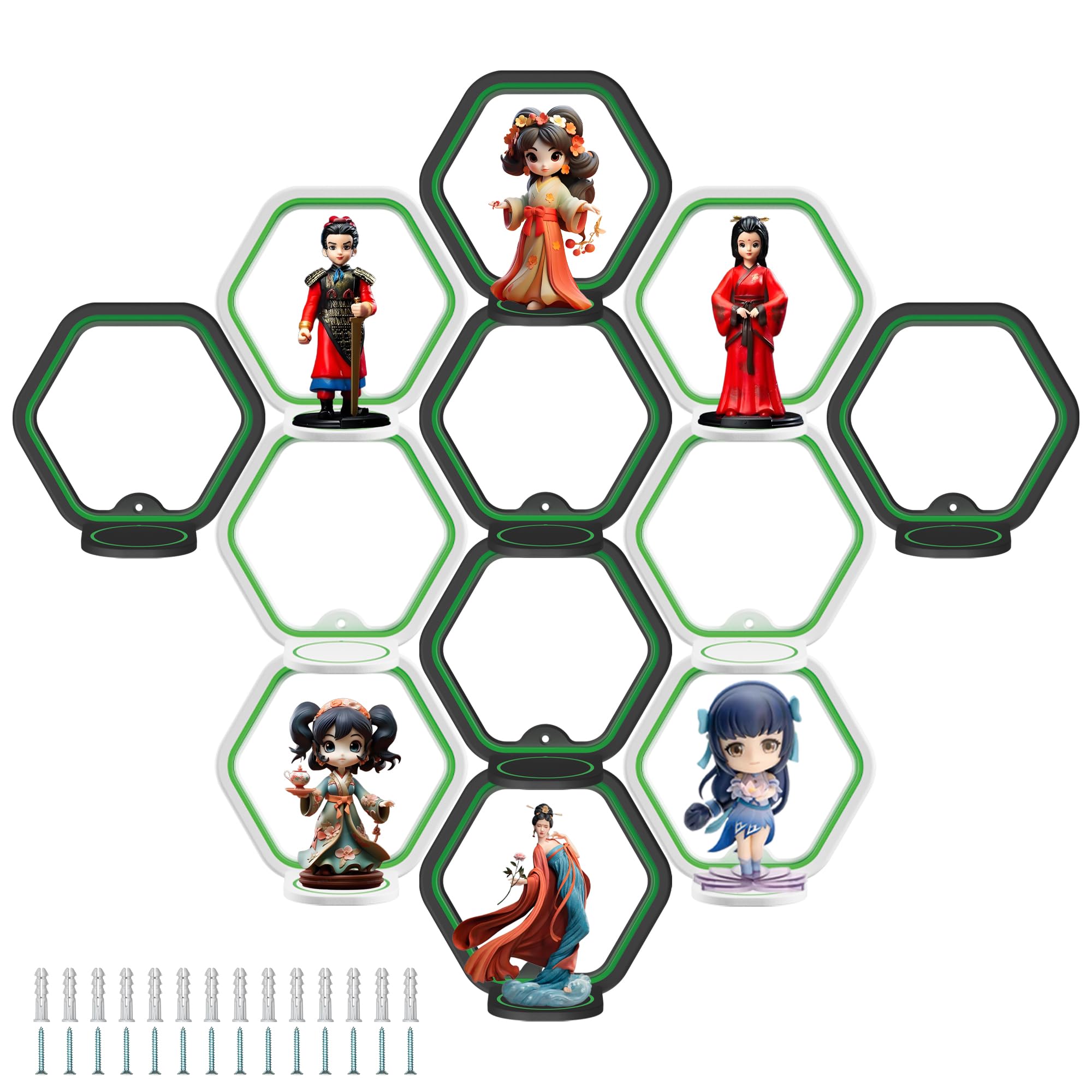 LRANFOW 12 Wall Display Shelves for Funko Pop Anime Figure Display Ledges with Glow in The Dark Strips