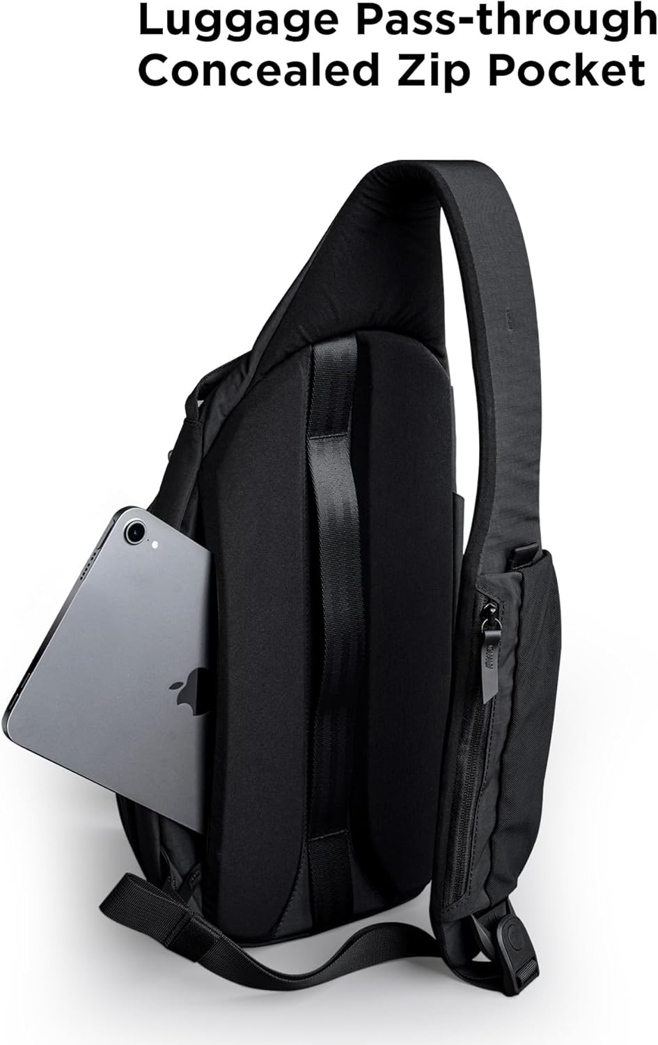 ALPAKA Metro Crossbody Left Shoulder 7.5L - Crossbody Bag Men,Sling Backpack - Fits 11" Tablet - Single Shoulder with YKK Zipper - Expandable Water Bottle Pocket - Phone Sleeve- Black Axoflux 210D - Image 6