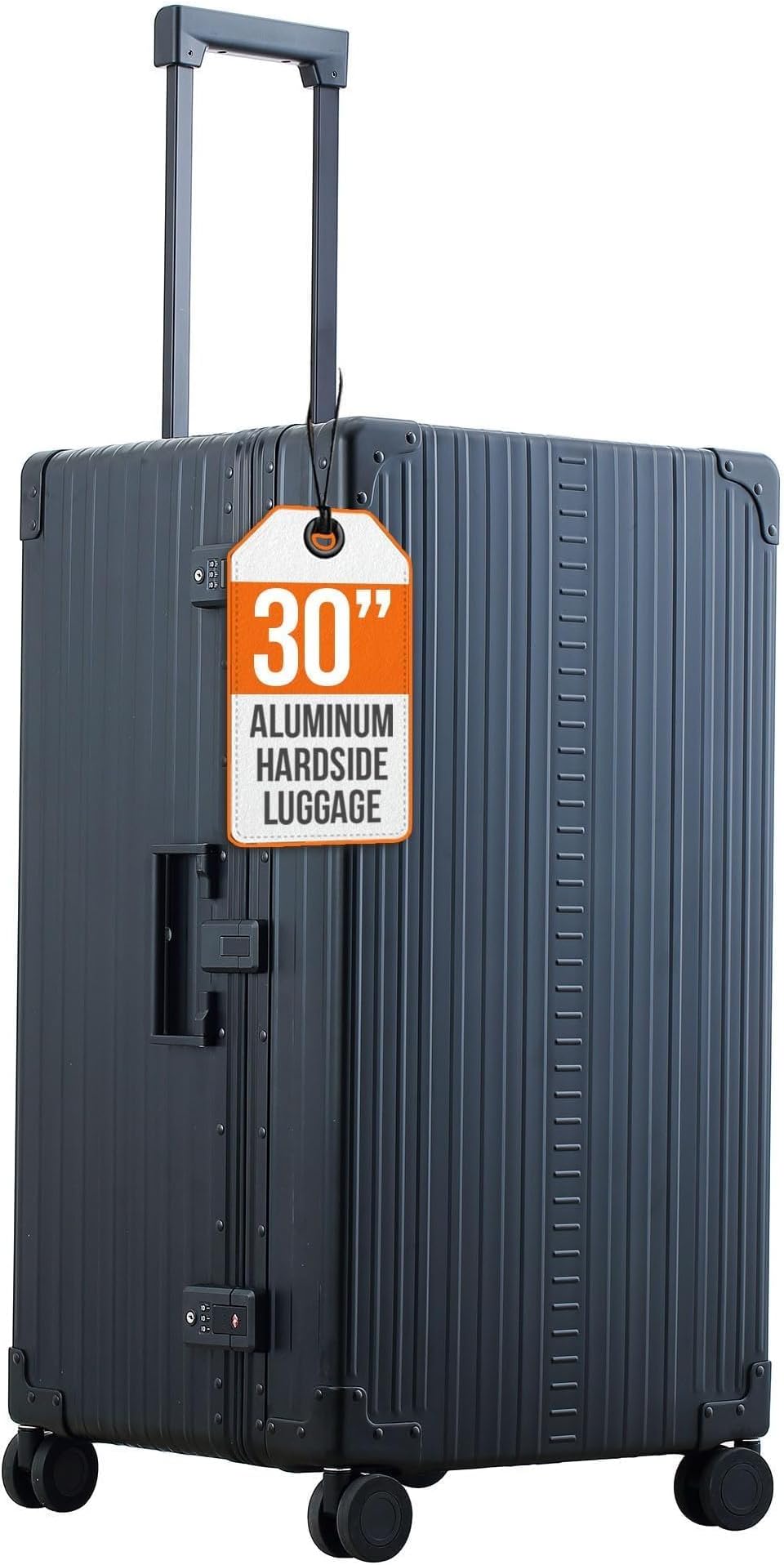 Aleon All Aluminum Lightweight 30" Premium Luggage with Suiter, Hardshell Checked Suitcase w/Spinner Wheels, TSA-Approved, Heavy Duty Roller for International Travel and Business Flight (Onyx)