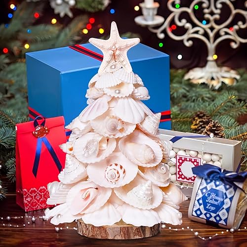 Miniatura 5 de Sea Shells - Árbol de Navidad hecho a mano, conchas de mesa, árbol de Navidad para decoración de Navidad y playa, regalo de cumpleaños, decoración