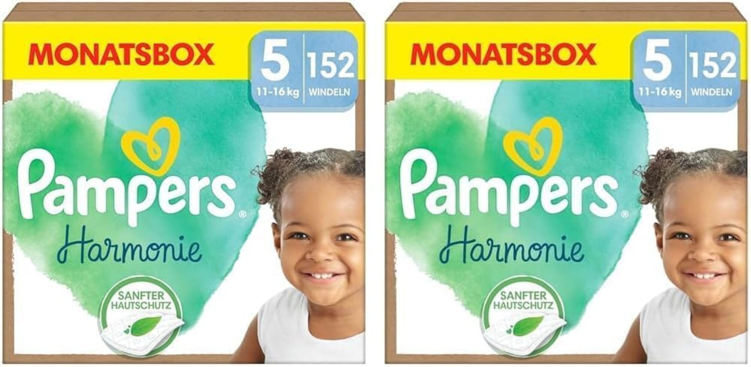 Pampers Harmonie Windeln Größe 5, 152 Windeln, 11kg-16kg, sanfter Hautschutz mit 100 Prozent Pampers Schutz