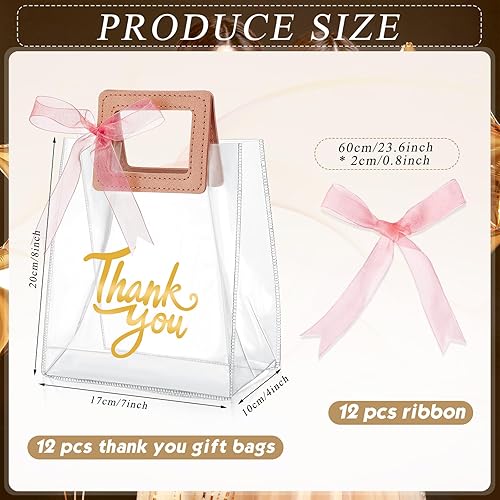 Miniatura 9 de 12 bolsas de regalo transparentes con asa, bolsas de regalo de agradecimiento, bolsas de PVC transparentes, bolsas reutilizables de alta resistencia