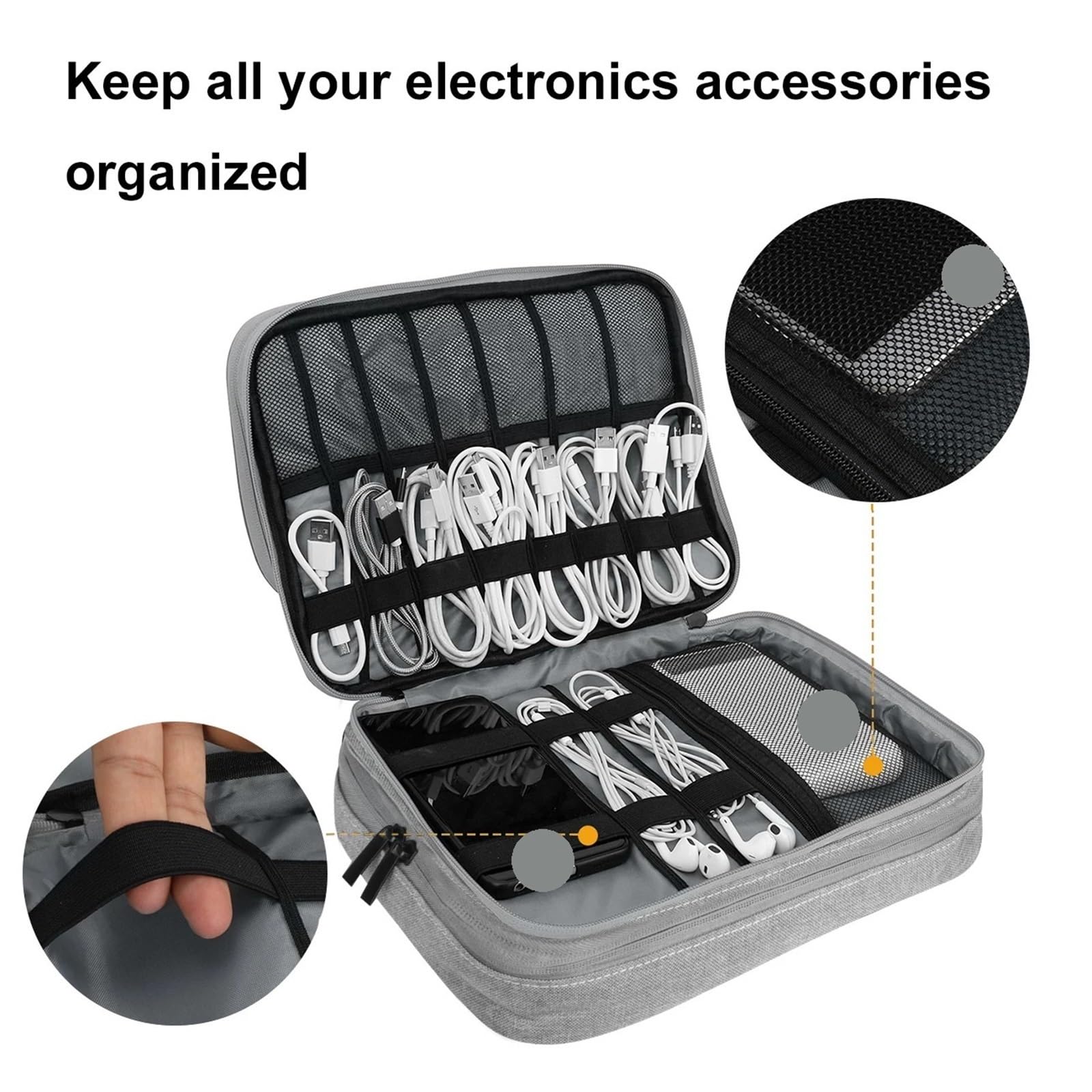 Borsa Organizer Per Cavi Organizer for accessori elettronici a tre strati, custodia for impermeabile for dischi rigidi