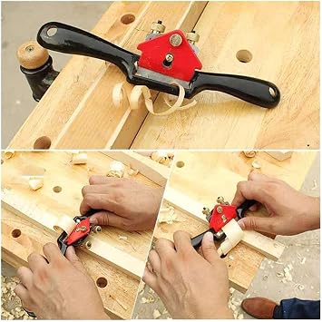 Adjustable Spokeshave-Woodworking Planer with Flat Base and Metal Blade Wood Working Wood Craft Hand Tool with 4 PCS Planer Blade