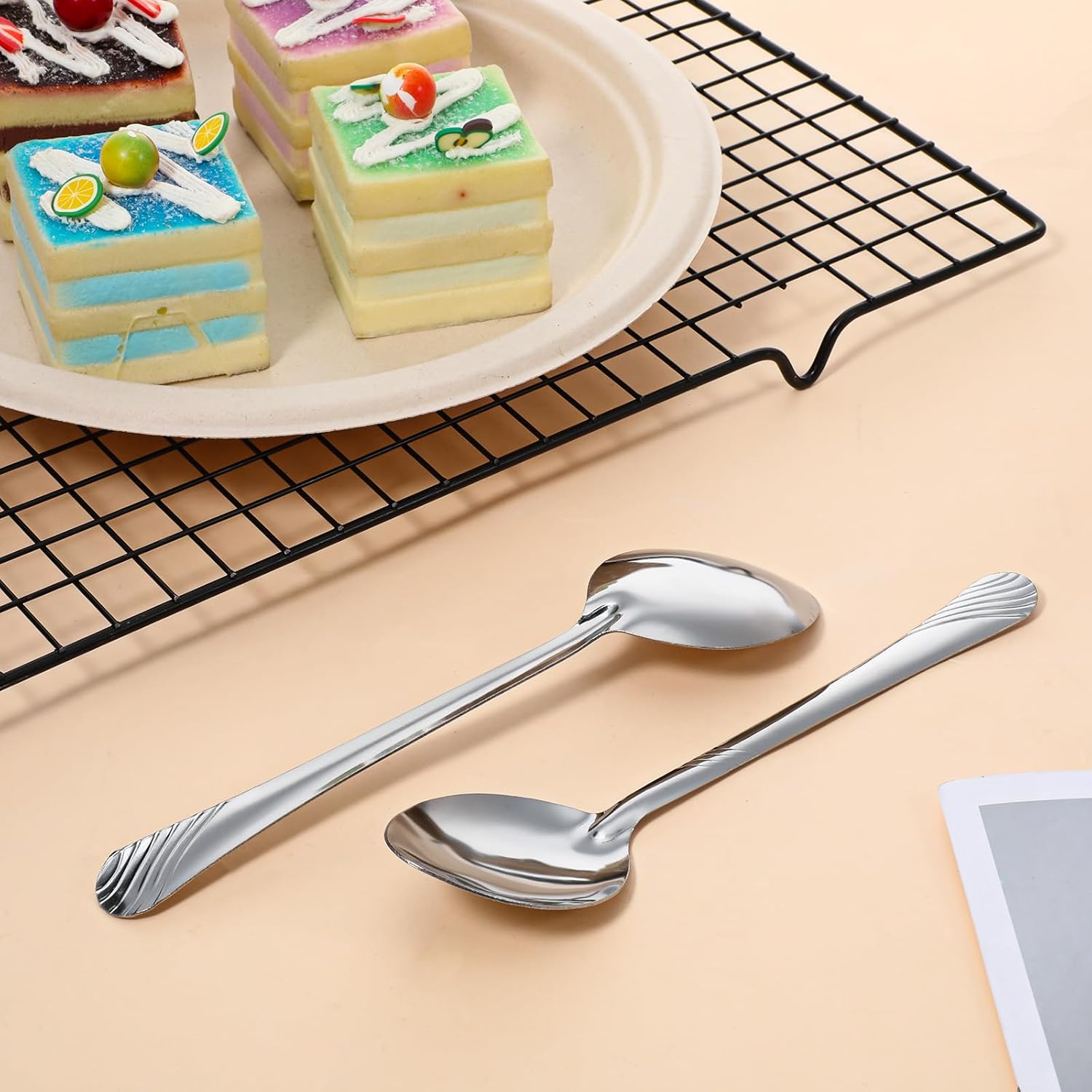 200 Pieces Dinner Spoons 7 Inches Stainless Steel Metal Salad Spoons Bulk Spoon Silverware Table Spoon Home Kitchen Bulk Restaurant Silverware Utensils Dishwasher Safe for Eating Dessert Salad
