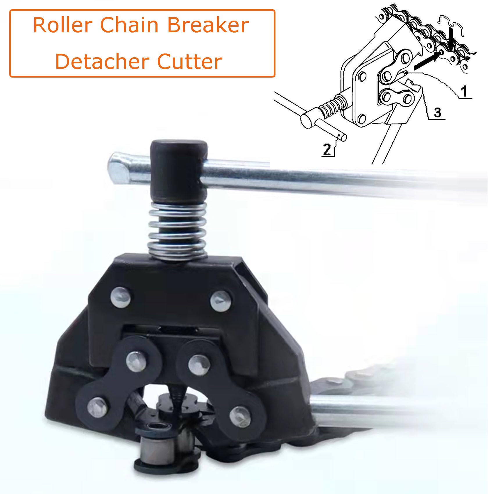 Roller Chain Breaker Cutter Chain Holder Puller Disassembly Tools Kit #25-60 Chains Replacement Set for Bicycle Motorcycle Go Kart ATV