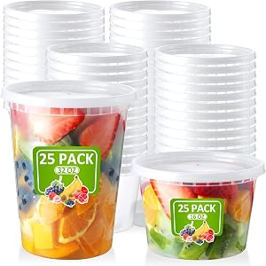 NEEBAKE 50 Set Deli-Containers-with-Lids: [16oz 32oz] Combo Plastic-Food-Storage-Containers-with-Lids, Microwaveable & Freezer Safe To-Go-Containers, Leak-proof Meal-Prep-Containers
