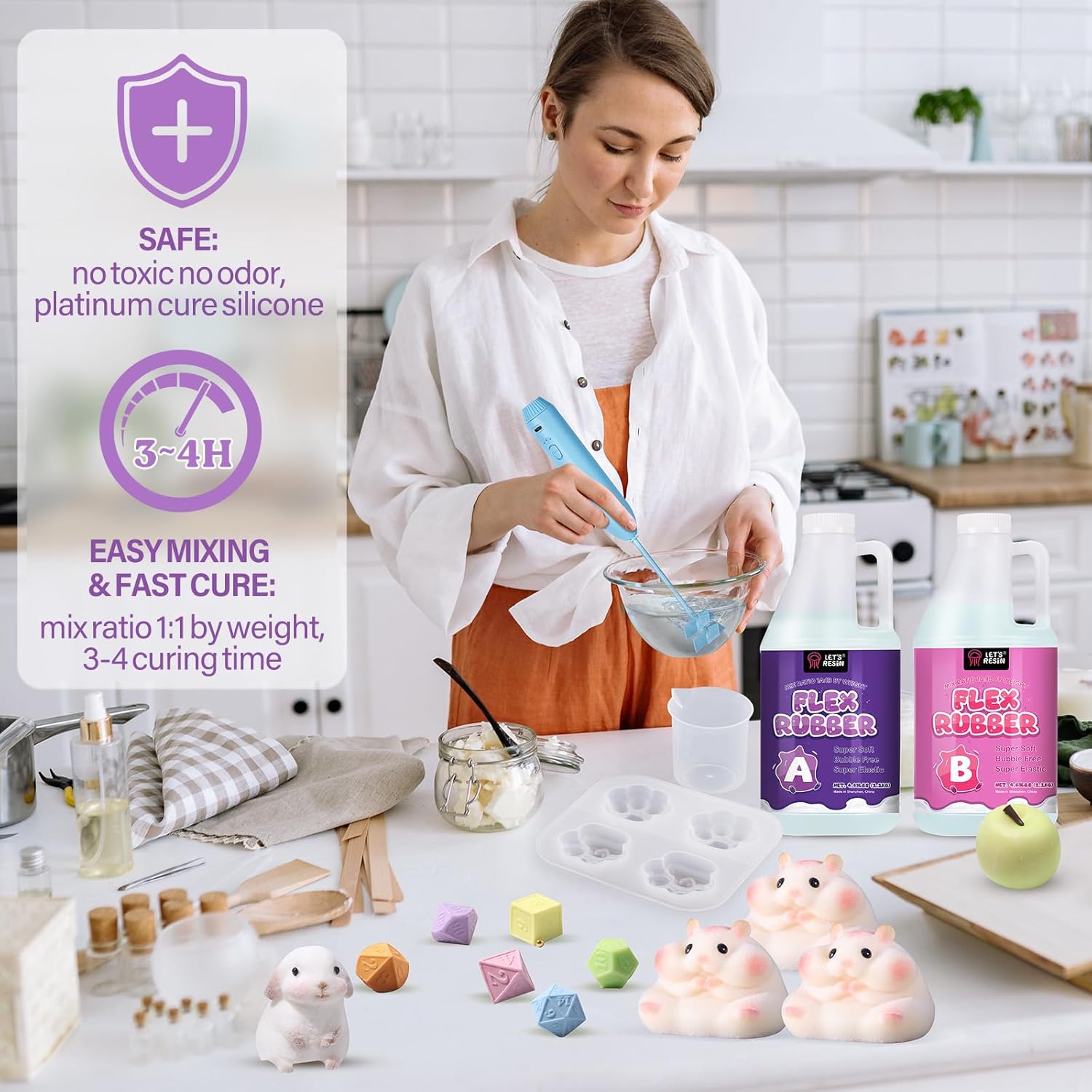 LET'S RESIN Liquid Silicone for Squishy Maker, 140oz Super Soft Flex Rubber for Taba Squishy, Molding Cat's Paw, DIY Decompression Gift