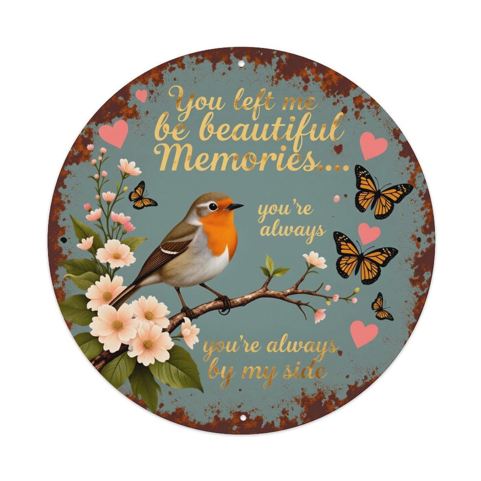 Bird Flower Butterfly Heart Memory Metal Tin Sign Plaque