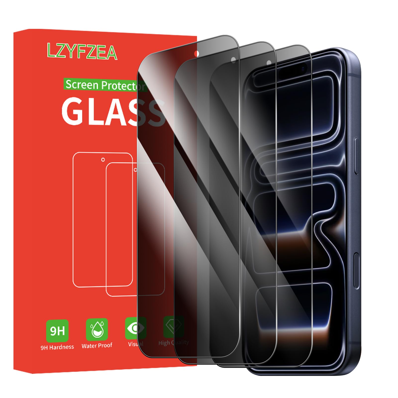 3 Pieces, Privacy Screen Protector for iPhone 17 Pro Max, Tempered Glass Anti Spy, Anti-Scratch, Anti-Spy, 9H Hardness, Bubble-Free, Easy Installation