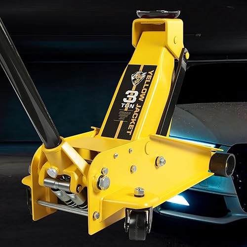 Miniatura 8 de YELLOW JACKET Gato hidráulico de piso, gato de coche de elevación rápida con bombas duales, gato de servicio de acero resistente, capacidad de 3
