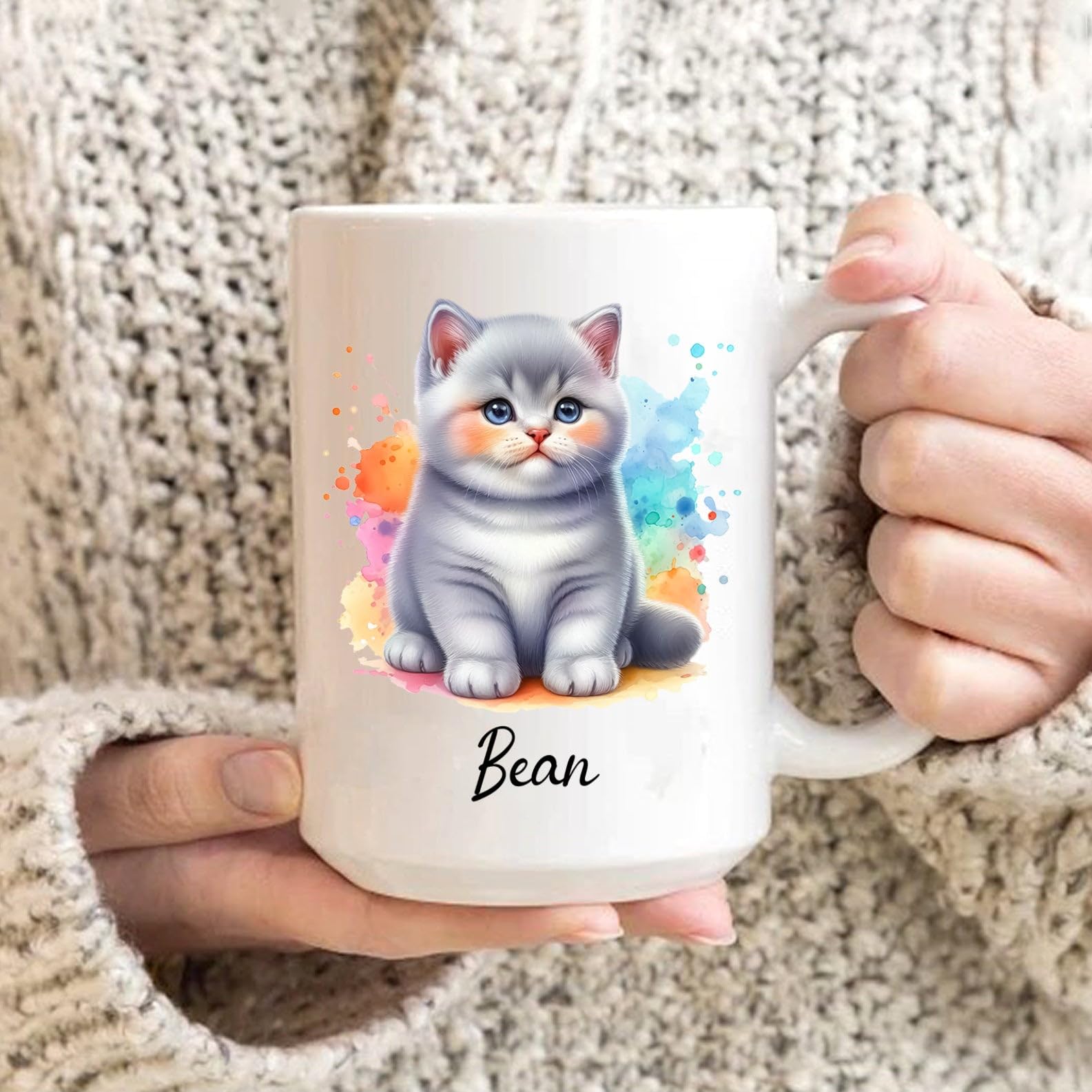 Personalized British Shorthair Cat Coffee Mug - Custom Name Cat Lover Mug, White Ceramic, 11oz Or 15oz - View #2
