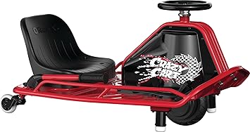 Razor Crazy Cart - 24V Electric Drifting Go Kart - Variable Speed, Up to 12 mph, Drift Bar for Controlled Drifts, One Size, Black/Red