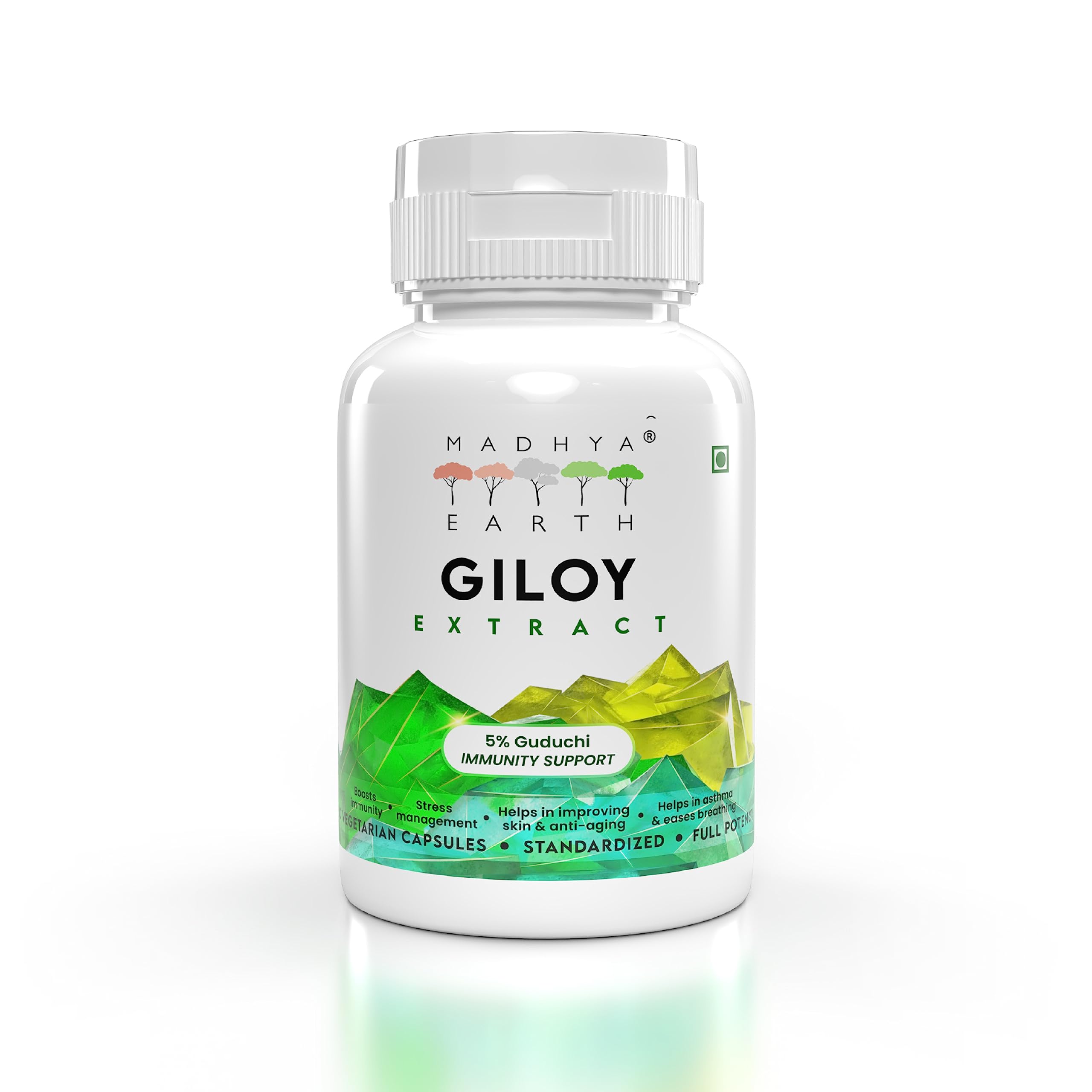 Madhya Earth Giloy Extract Veg Capsules | 5% Guduchi | Immunity Booster | Stress Management | Liver Support | For Mild Fever And Heat Strokes | 650mg | Vegetarian | Ayurvedic | Highest Strength-image-42