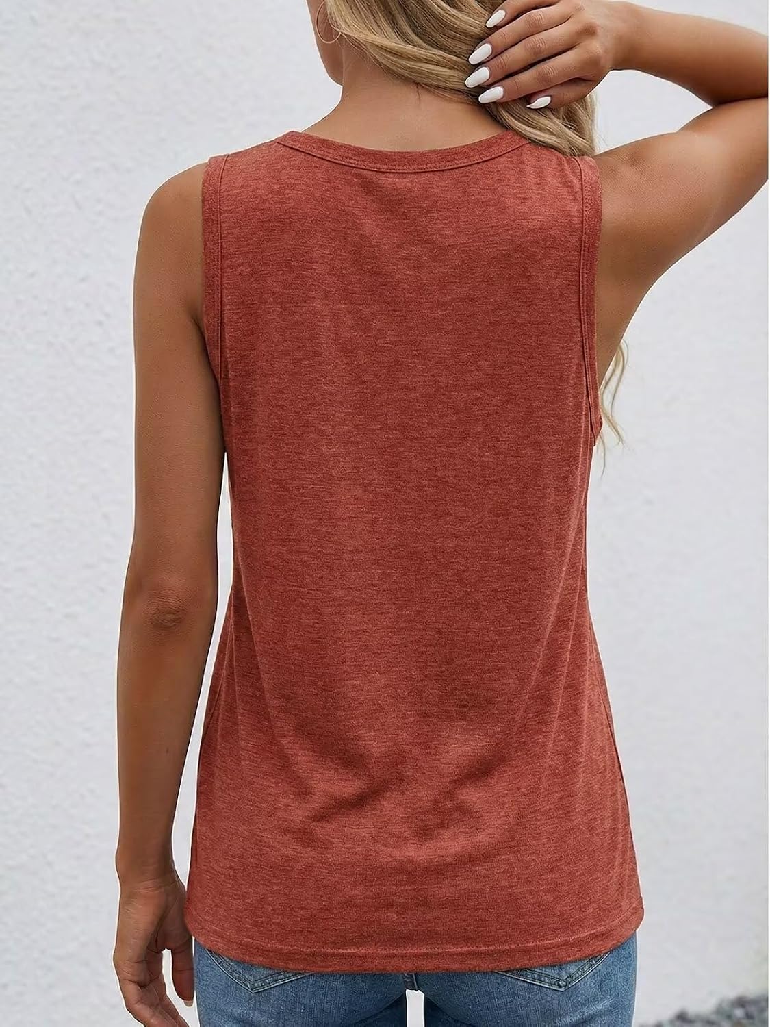 Tank Top for Women V Neck Henley Loose Fit with Pocket Womens Tops Summer Sleeveless Casual Clothing image 6