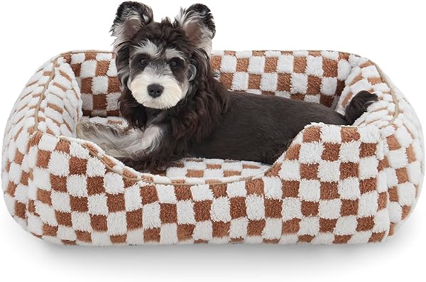 JOEJOY Dog Bed for Large Medium Small Dogs - Rectangle Orthopedic Dog Sofa Bed, Cute Modern Puppy Bed with Jacquard Shag