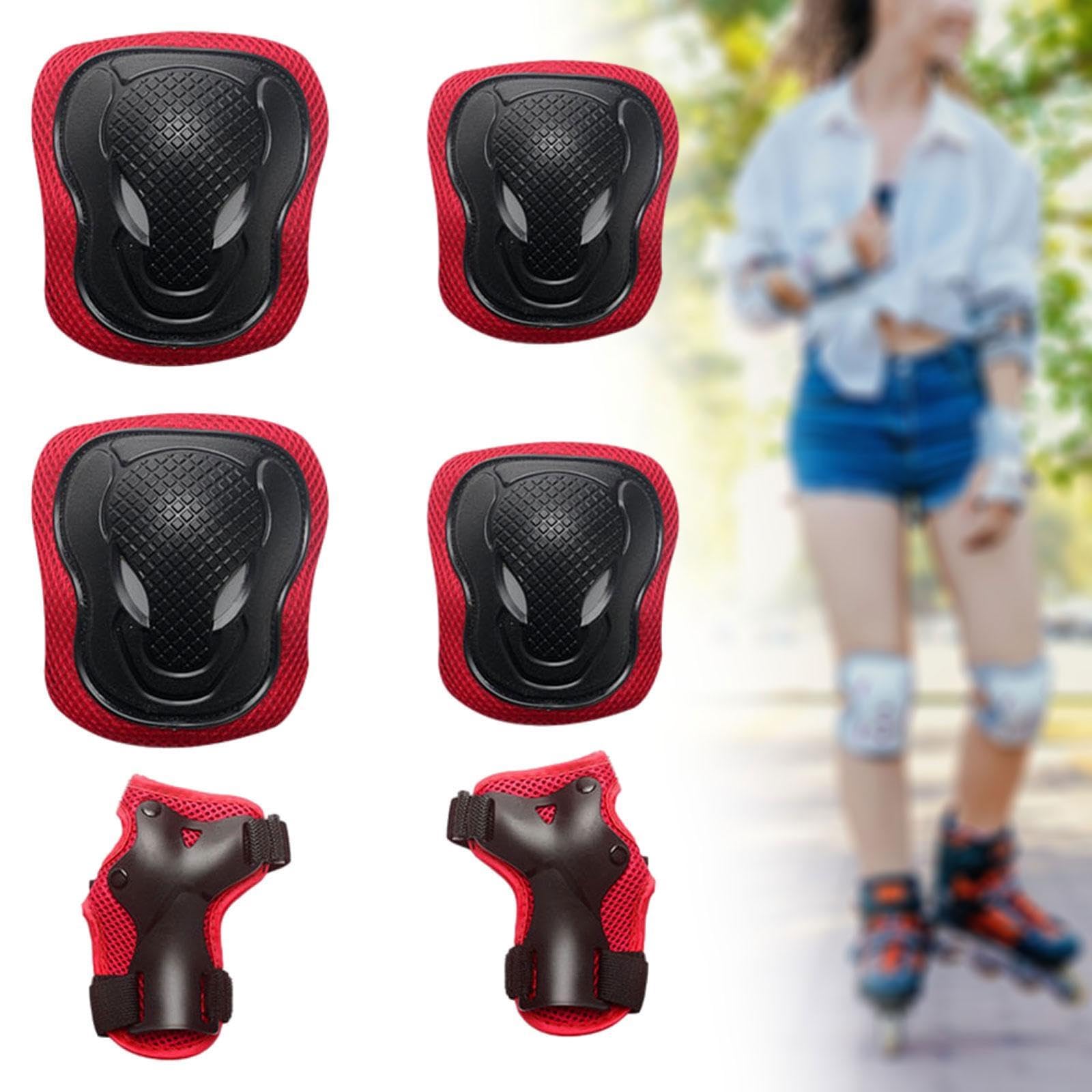 YIJU Protective Gear Set Hand Pads Elbow Pads Knee Pads, Biking Lightweight Breathable Outdoor Sports Comfortable Kids Adults , Red