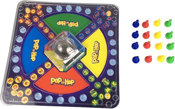 Quzente Jeu de Course Pop N Hop – Jeu de Plateau Trouble avec Dé Pop-o-Matic Intégré
