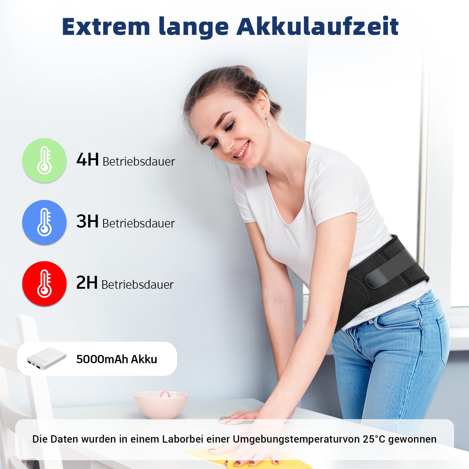 Comfytemp Wärmegürtel Rückenstützgürtel mit 25Wh Akku,155x22cm Kabellos Heizgürtel mit Rückenstütze für Rücken,Heizkissen mit Abschaltautomatik Rückenwärmer mit USB Geschenke Mütter, Mama, Papa