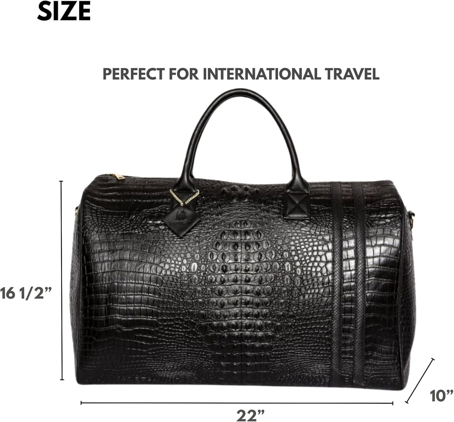 Tote&Carry Apollo 2 Duffle Bag for Travel Women & Men, TSA Approved Carry On Duffel Bag, Premium Vegan, Durable Weekender Luggage for All-Purpose Use (XL - Crocodile Skin, Black) - Image 3