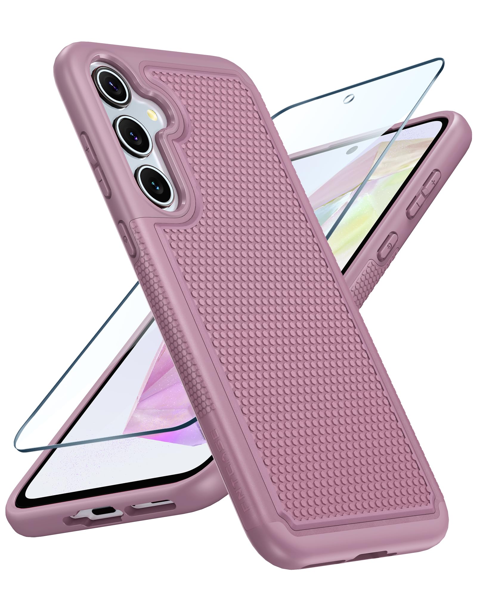 FNTCASE for Samsung Galaxy A35-5G Case: Dual Layer Protective Heavy Duty Cell Phone Cover Shockproof Rugged with Non Slip Textured Back - Military Protection Bumper Tough - 2024, 6.6 inch PinkGlobal Recycled StandardGlobal Recycled StandardGlobal Recycled Standard